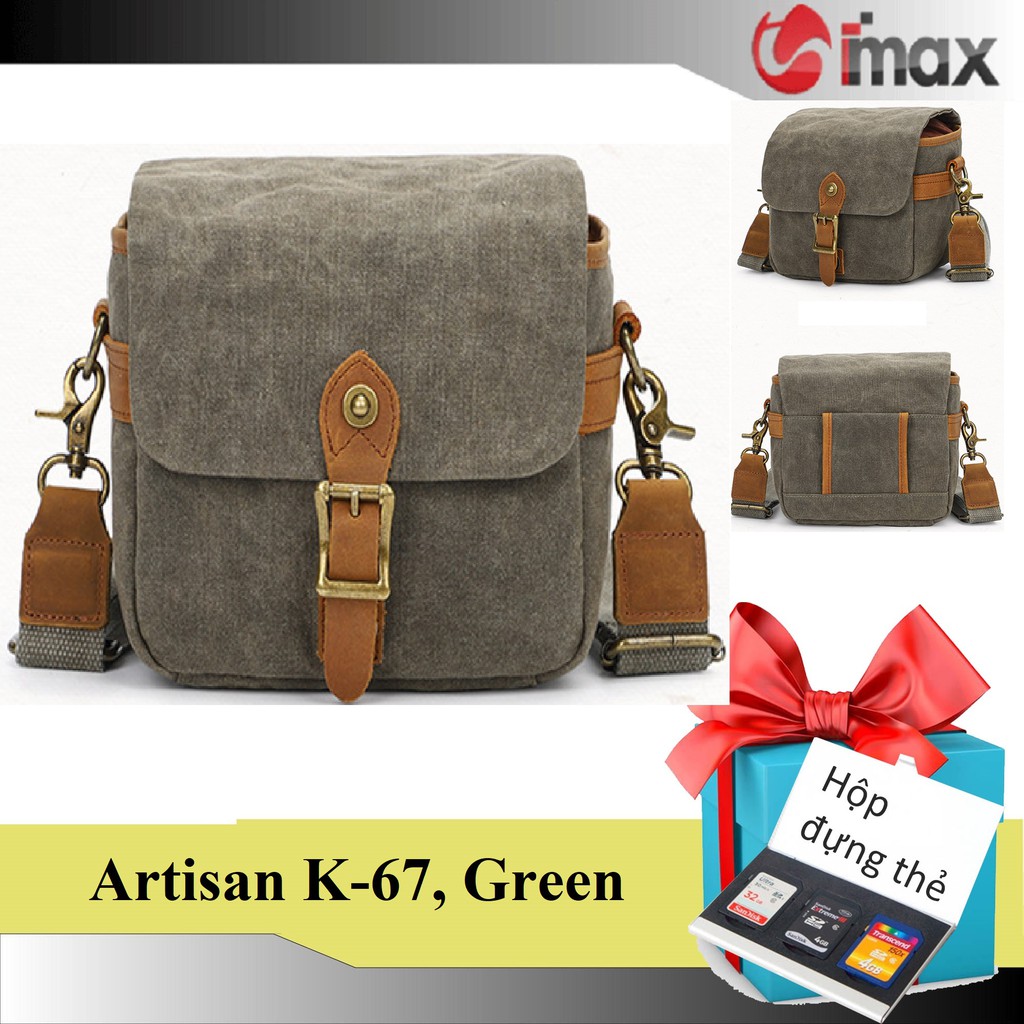 Túi máy ảnh đeo chéo Artisan K-67, 3 màu, Tặng hộp đựng thẻ nhớ