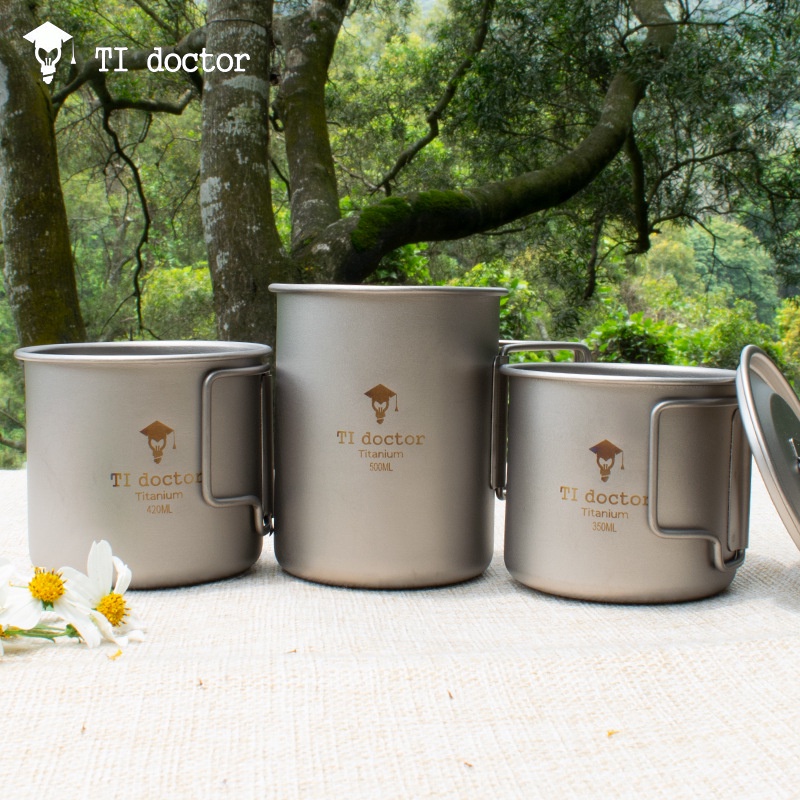 Cốc Uống Nước Bằng Titan Nguyên Chất Có Thể Gấp Gọn Tiện Dụng Mang Theo Du Lịch Cắm Trại