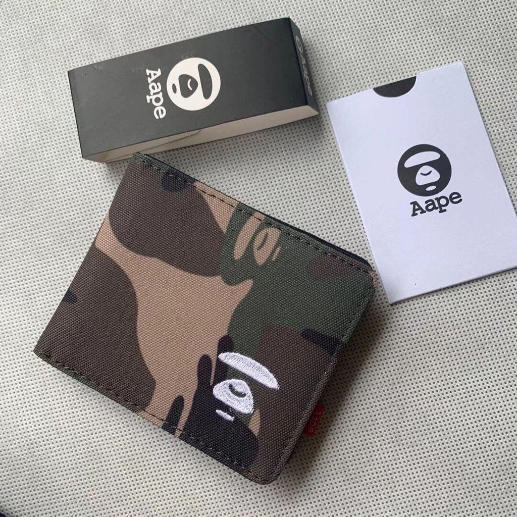 Aape A Bathing Ape Ví nam Ví nam có hộp Ví ngắn ly hợp Thẻ đa năng trẻ trung Ví nữ