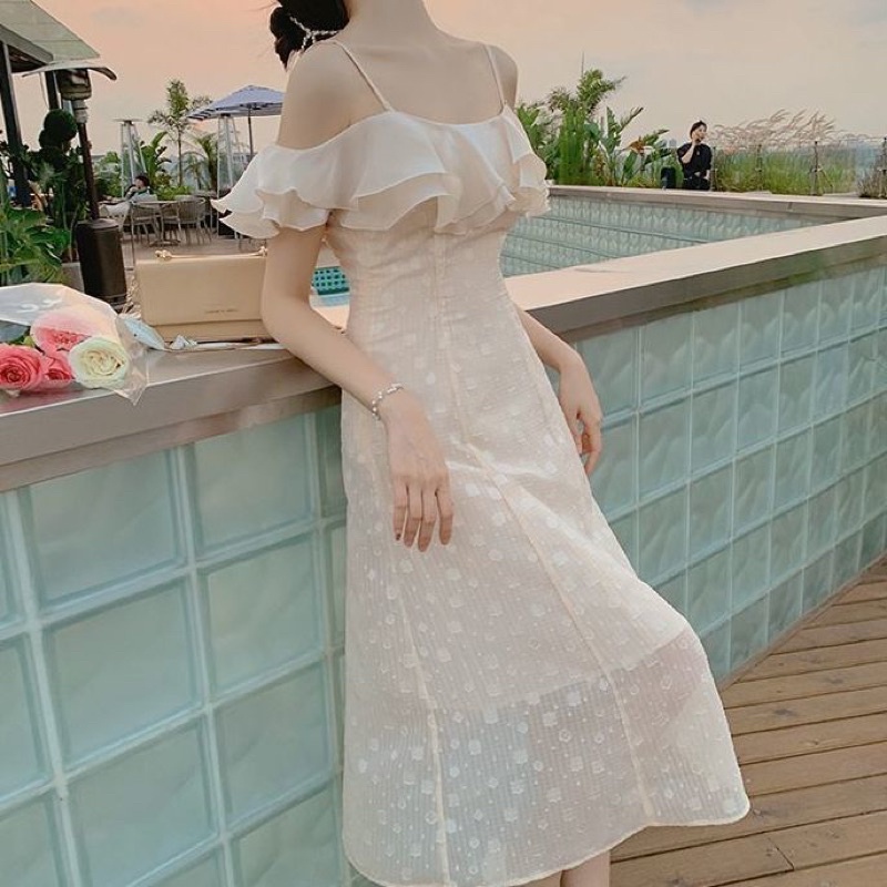 Váy hai dây trễ vai dáng dài đuôi cá siêu xinh- Hàng cao cấp