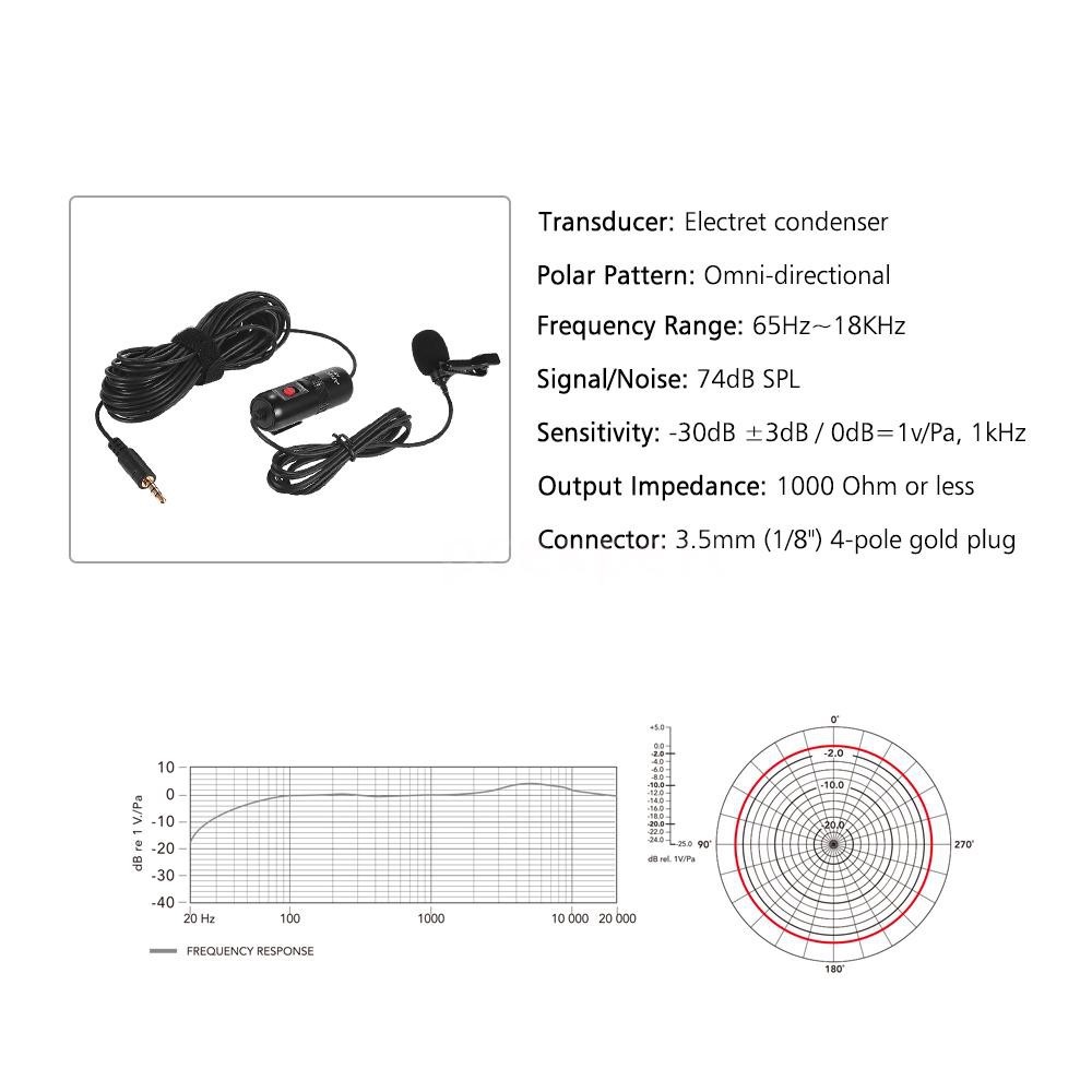 PCER◆ Andoer AD-M1 Omni-directional Condenser Microphone Lavalier Microphone with Foam Windscreen fo