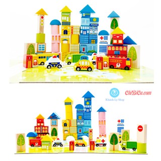 XẾP HÌNH GỖ MÔ HÌNH THÀNH PHỐ 62PCS