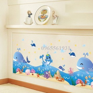 Decal Dán Tường Chân Tường Cá Voi XL7149