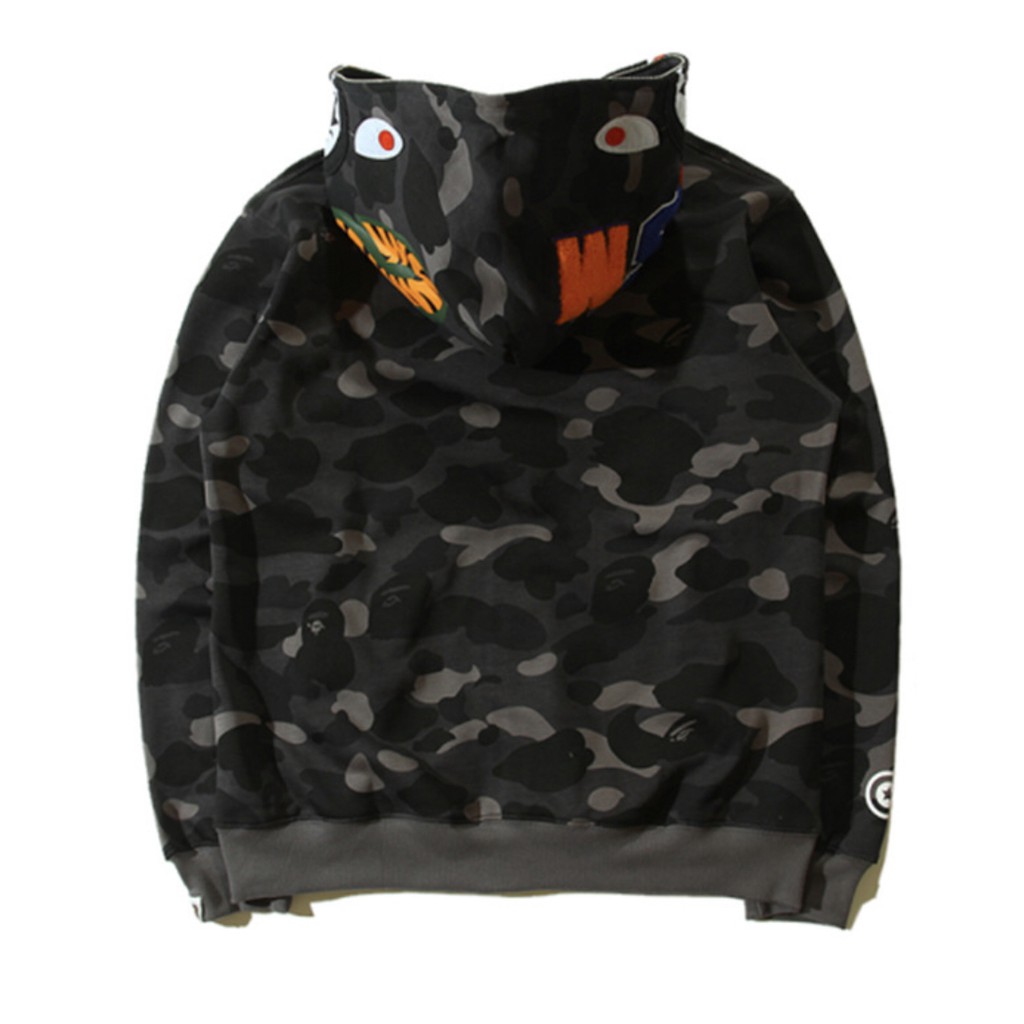 [Freeship] Áo khoác Bape camo đen,jacket bape shark