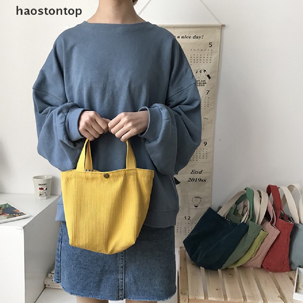 Túi Tote Đựng Hộp Cơm Trưa Vải Nhung Cotton Xách Tay Cỡ Nhỏ Tiện Dụng Mang Đi Dã Ngoại