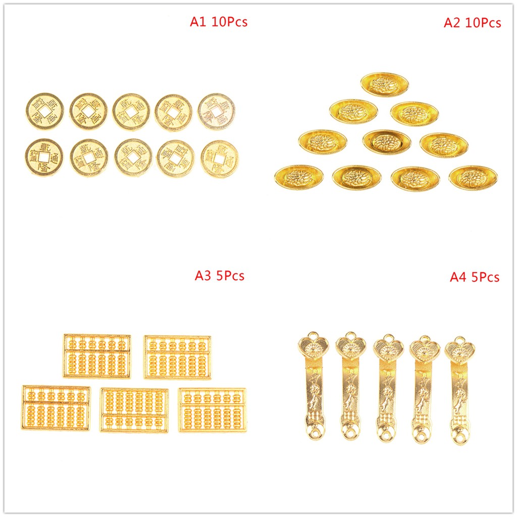 Set 5/10 mô hình thỏi vàng trang trí nhà búp bê tỉ lệ 1:12