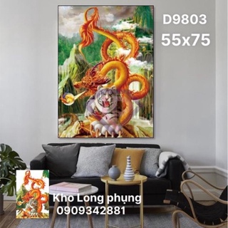 Tranh đính đá Rồng cuộn hổ  phiên bản mới. dream valley 55x 75 cm  -D9803( chưa đính)