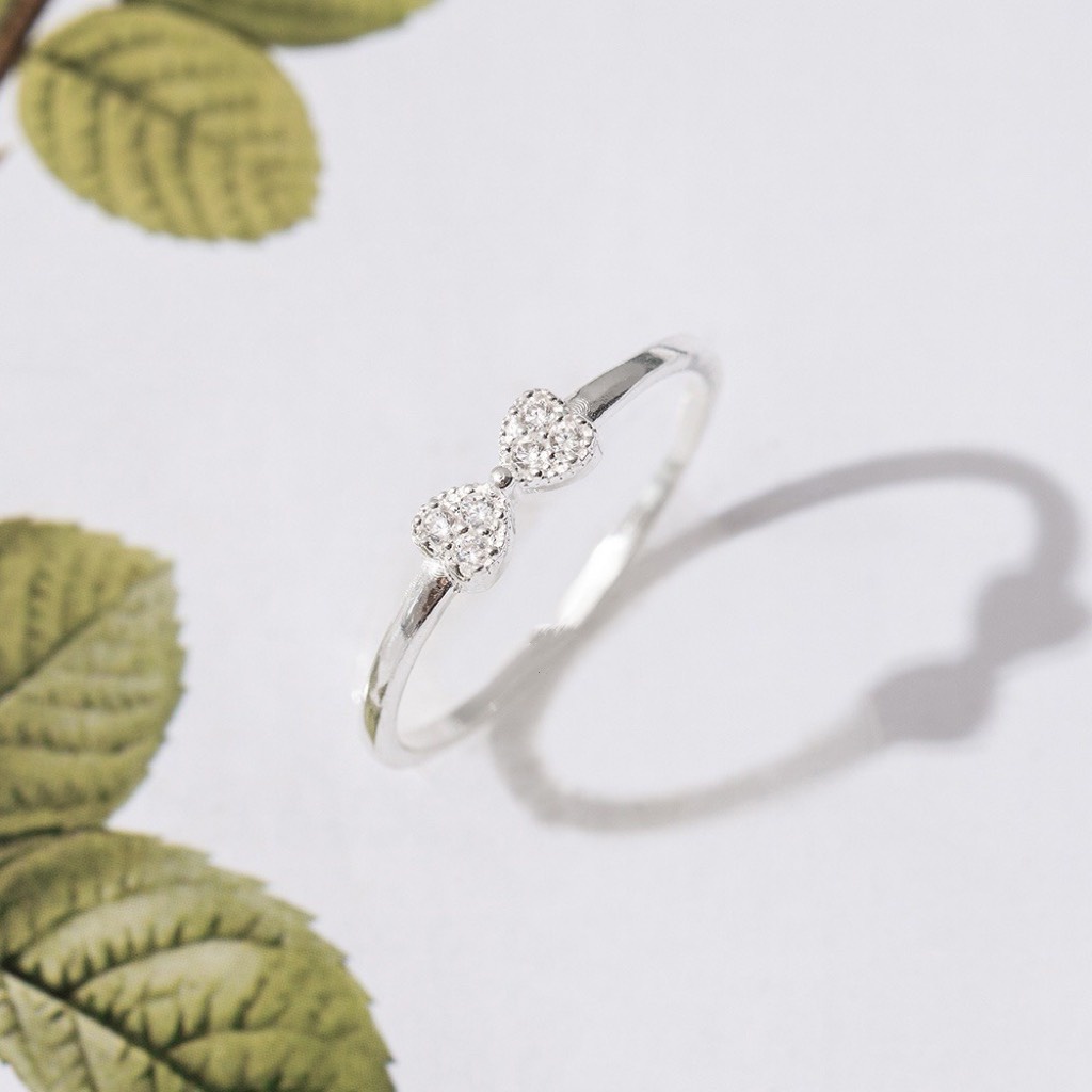 Nhẫn bạc nữ D'rosy Jewelry nơ đính đá tiểu thư sang trọng