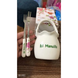 Giỏ thìa dĩa sứ Manulife