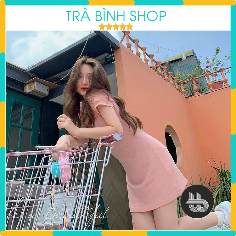 Đầm Body Cổ Polo 3 Màu Pastel Váy Dáng Ôm Ngắn Tay Ulzzang Xinh Xắn