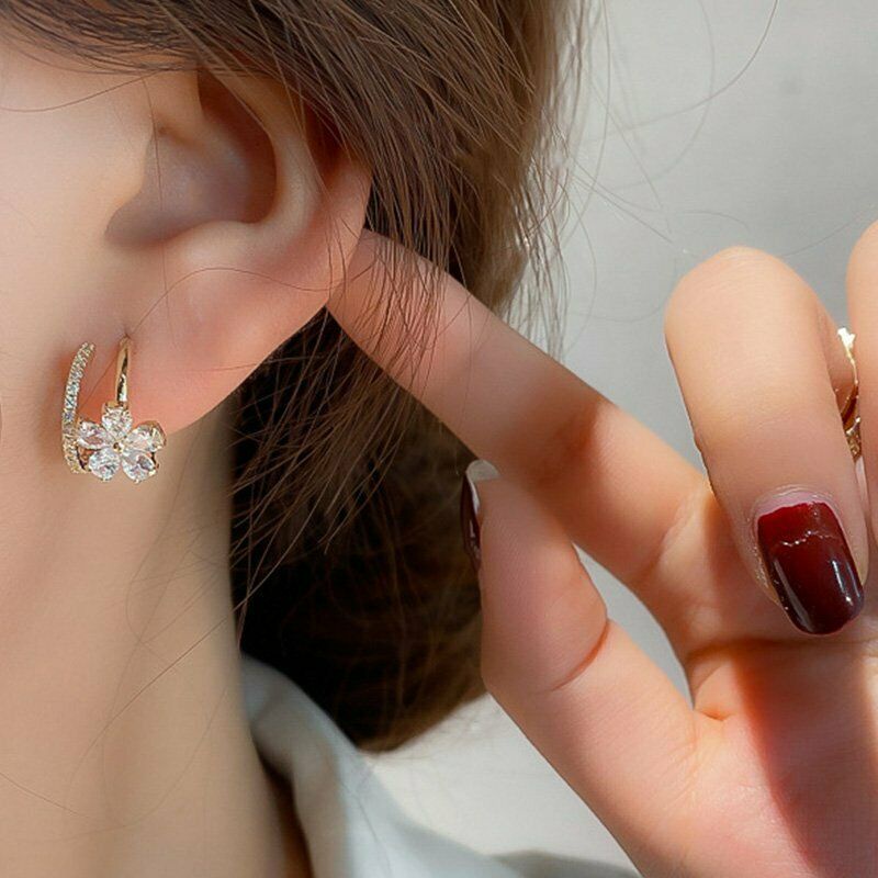 Khuyên Tai Hình Bông Hoa Đính Đá Zircon Thời Trang Dự Tiệc Cưới Năm 2023