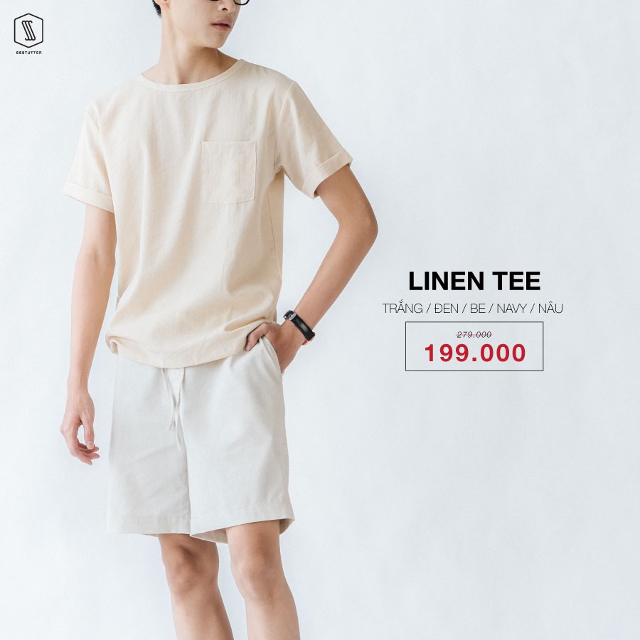 Áo phông Nam tay ngắn có túi ngực SSSTUTTER cổ tròn ngắn tay Vải Linen siêu thoáng mát 5 màu Linen Tee | BigBuy360 - bigbuy360.vn