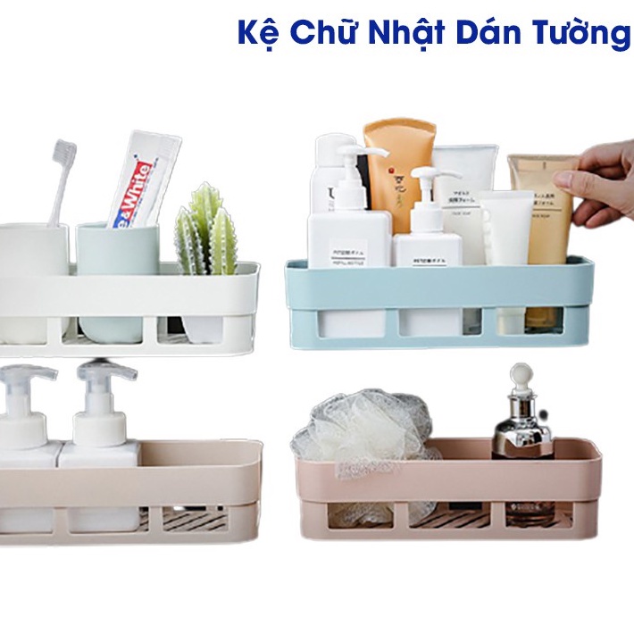 Khay Kệ Nhựa Chữ Nhật Dán Tường Để Đồ Nhà Tắm - Kệ Dán Bao Chắc - Tiện Lợi, Sang Trọng