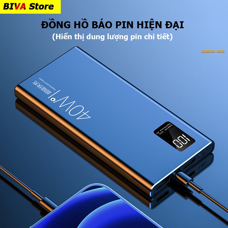 Pin Sạc dự phòng sạc siêu nhanh PD QC 3.0 20W iPhone Samsung 20000mAh tích hợp 4 dây sạc lightning Micro TypeC