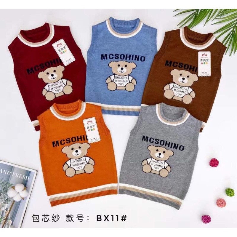 Áo gile len mịn mẫu Gấu Bear cho bé trai