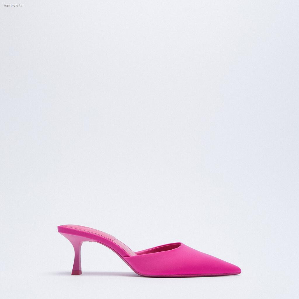 Dép cao gót Zar mũi nhọn màu hồng thời thượng cho nữ