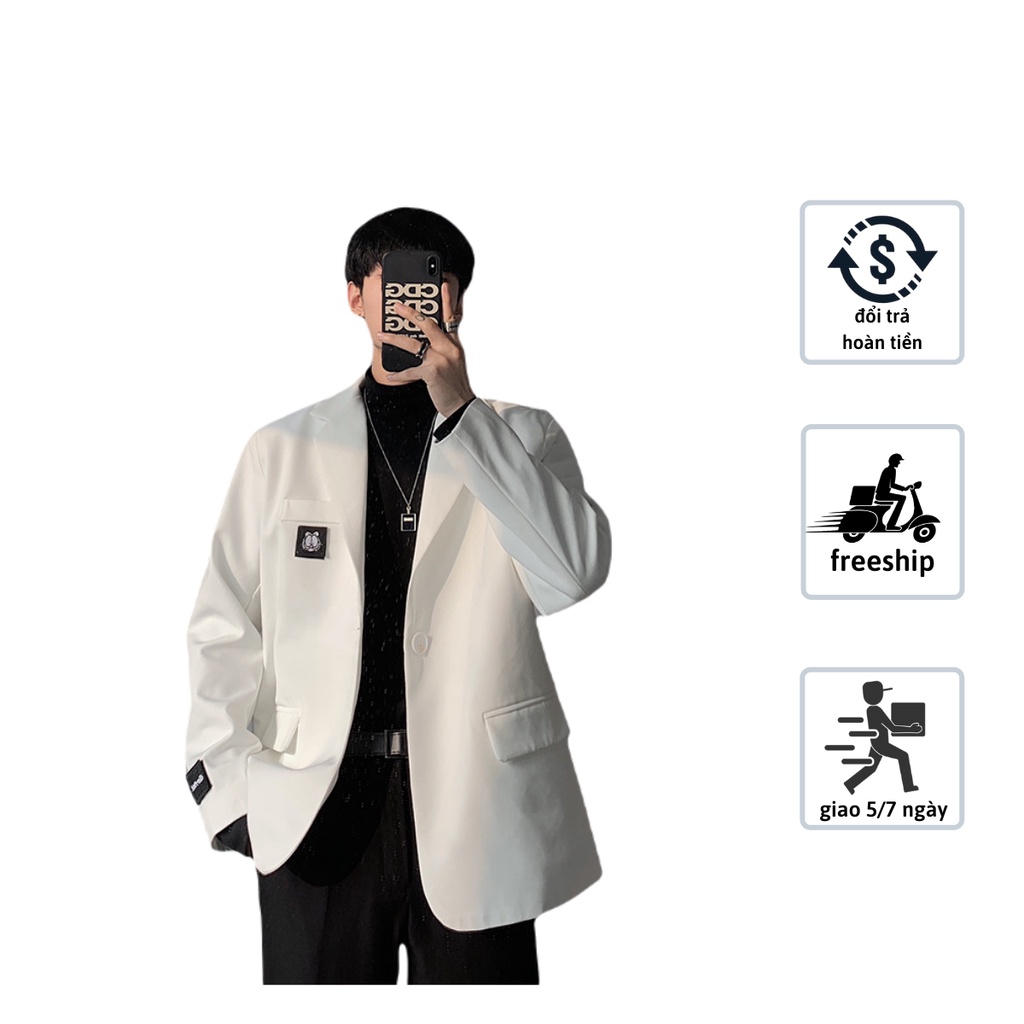 blazer unisex phom rộng phong cách hàn quốc được thiết kế chất liệu vải cao cấp
