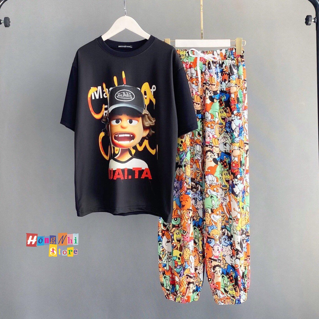 Quần Hoạt Hình Dài Bo Lai Cartoon Pant V2 Oversize Ulzzang Unisex - MM