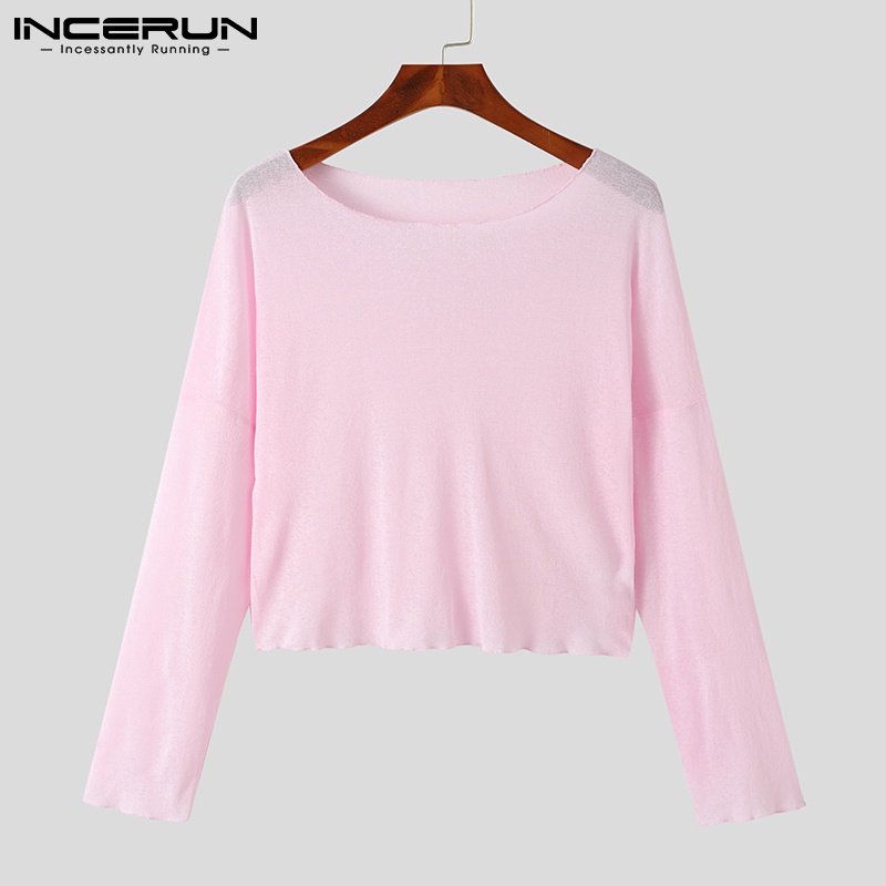 Áo thun INCERUN tay dài khoét lưng thời trang độc đáo dành cho nam