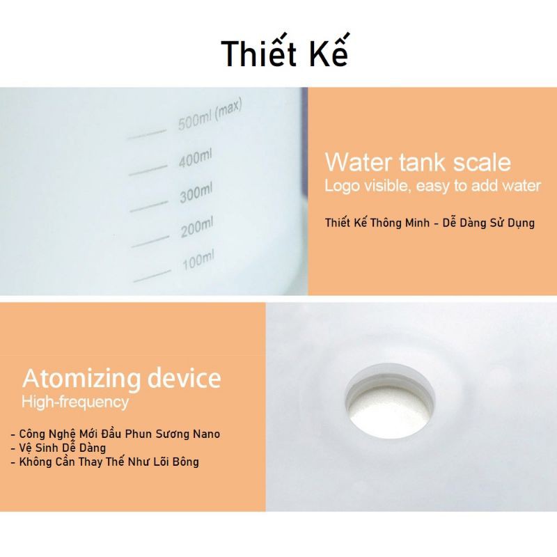 Máy phun sương tạo ẩm, khuếch tán tinh dầu MKT2468 Trụ Trong, dung tích 550ML, có điều khiển, đèn led 7 màu, BH 6 tháng