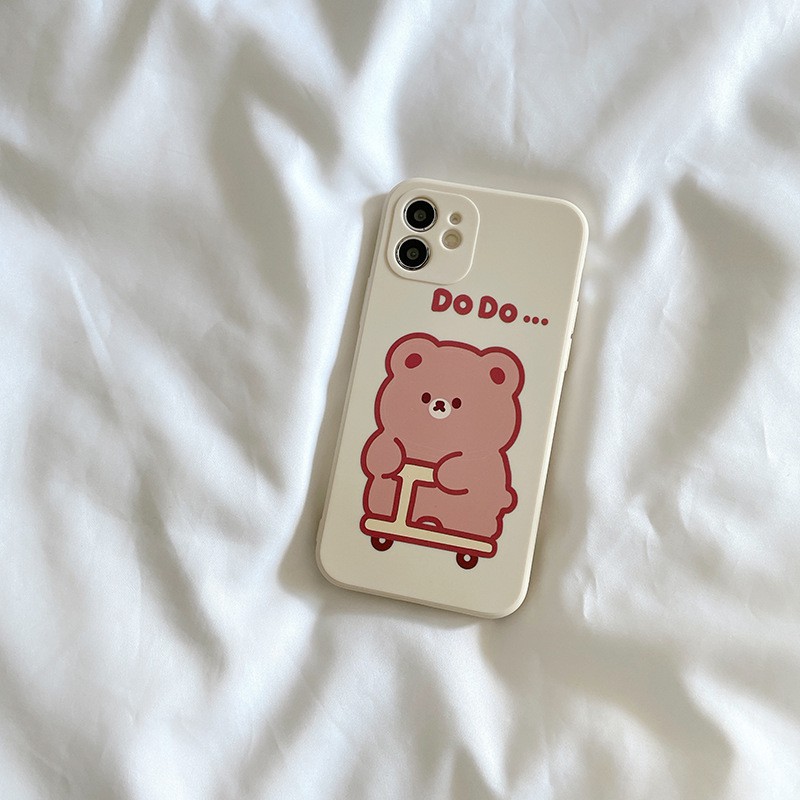 Ốp lưng iphone cạnh vuông in hình chú gấu đẩy xe cute 6s/6plus/6splus/7plus/8plus/x/xs/xs max/11/11promax/12pro/12promax | BigBuy360 - bigbuy360.vn