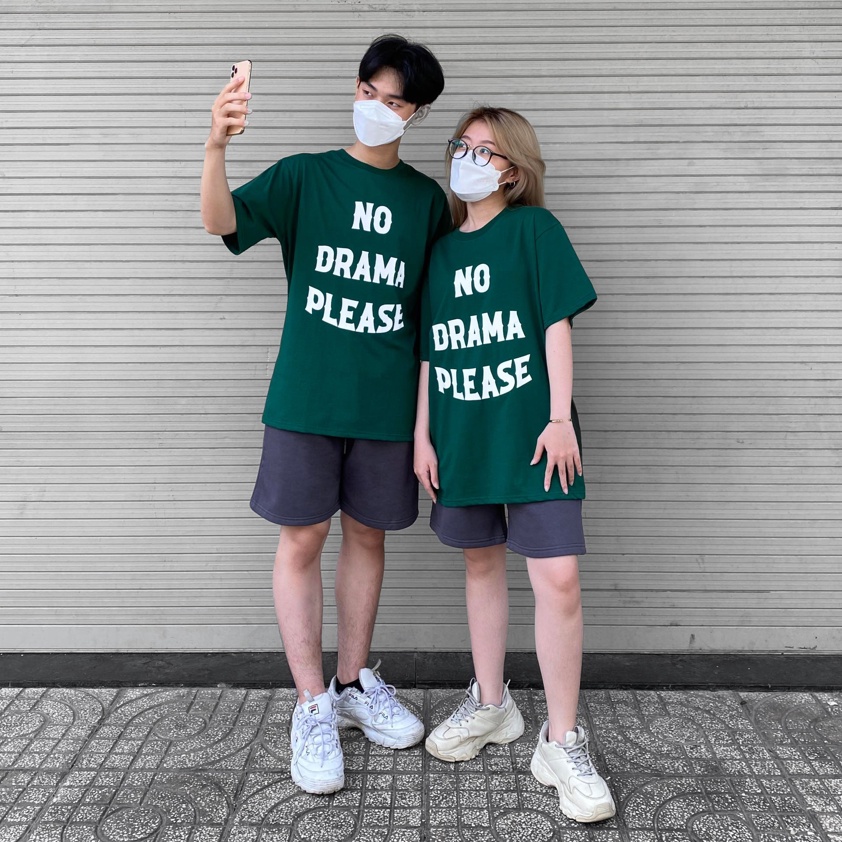 Áo thun in chữ NO DRAMA PLEASE tay lỡ form rộng chất cotton mềm mại thời trang unisex - Tato Clothing