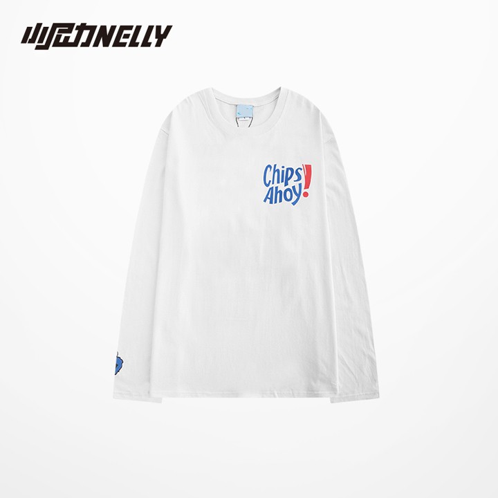 Áo thun dài tay NELLY cotton 100% dáng unisex form rộng in hình chipsahoy mã N0158