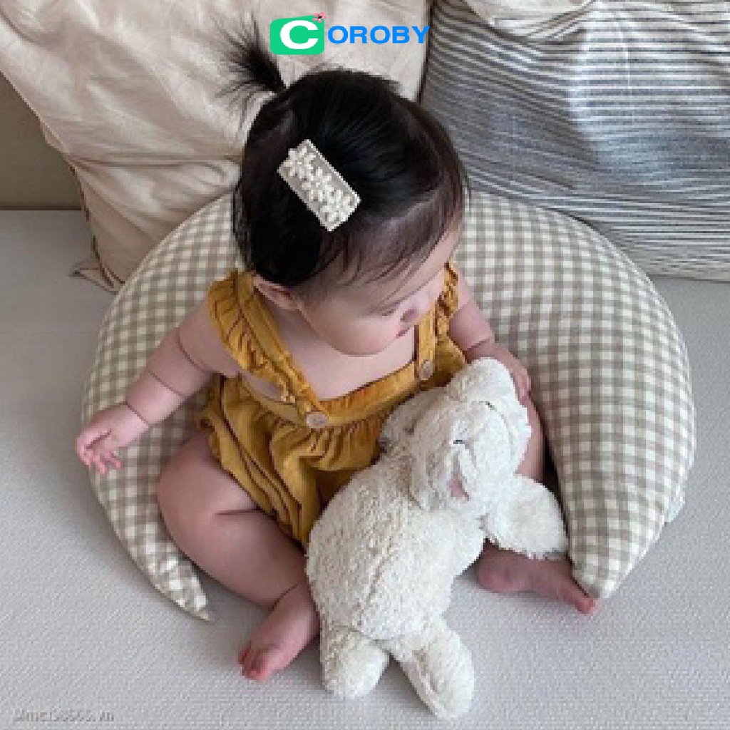 Gối ôm cho bé cao cấp COROBY gối hình mặt trăng siêu kute ruột bông gòn chống xẹp  vải cotton mềm mịn êm ái