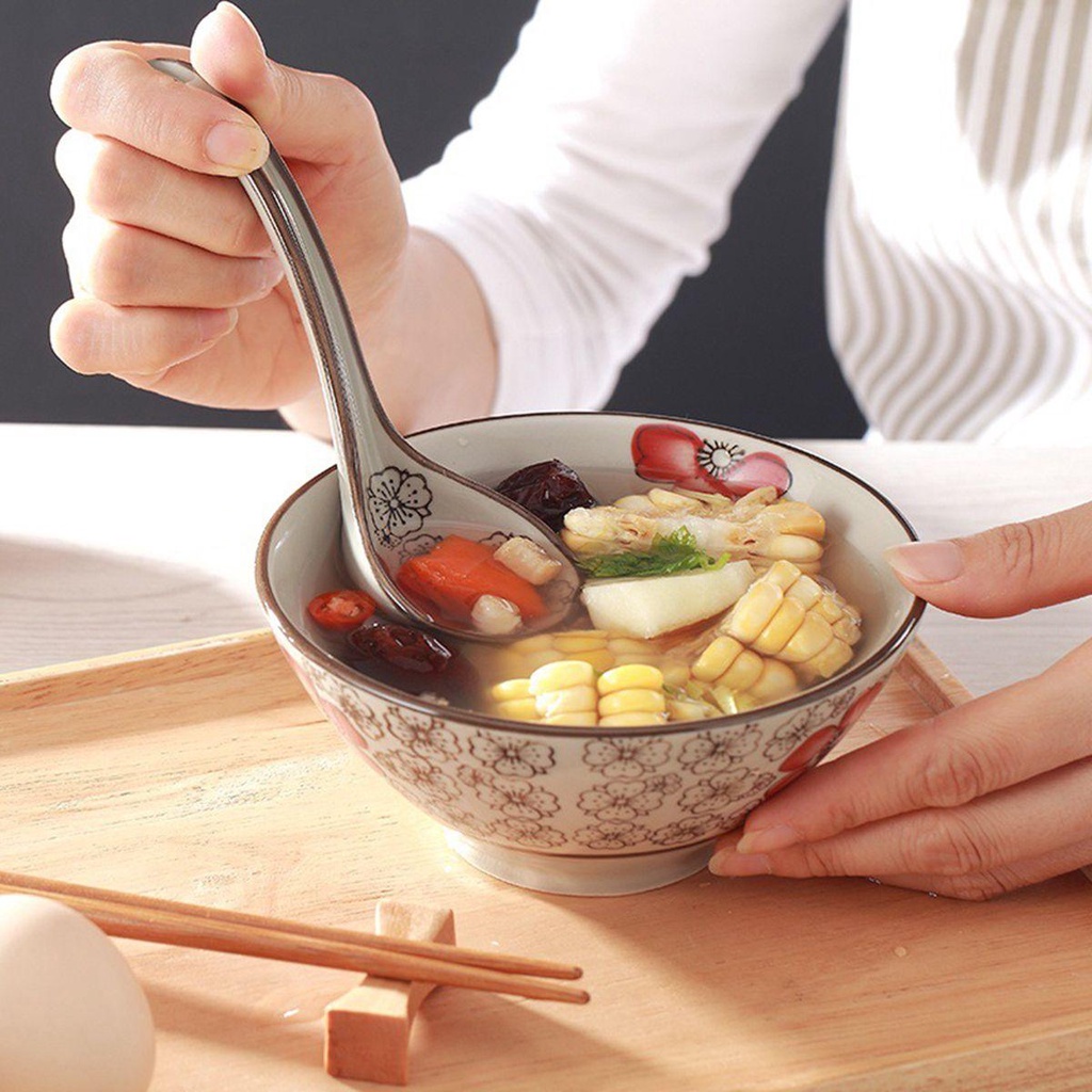 AUGUSTINA Muỗng Ăn Súp Bằng Sứ Phong Cách Nhật Bản