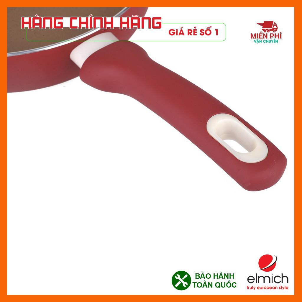 Chảo chống dính Elmich 24cm, chảo chống dính sâu lòng màu đỏ Elmich, dùng cho mọi loại bếp