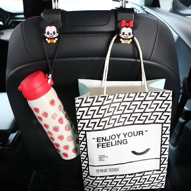 Cặp móc treo đồ đa năng gắn sau ghế ngồi xe hơi kiểu hoạt hình dễ thương