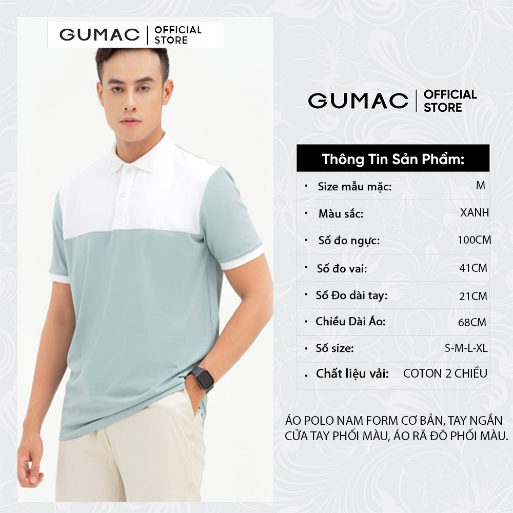 [Mã WABRGD12 giảm 10% đơn 250K] Áo polo nam thời trang GUMAC thiết kế phối màu ATNB551 - chất liệu cotton 2 chiều | BigBuy360 - bigbuy360.vn