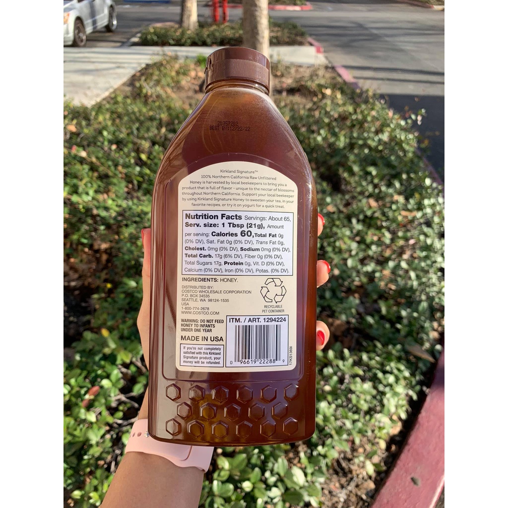 Mật ong Mỹ nguyên chất Kirkland date 2024 Norcal Raw Unfiltered Honey 1.36kg made in USA - EDS Hàng Mỹ