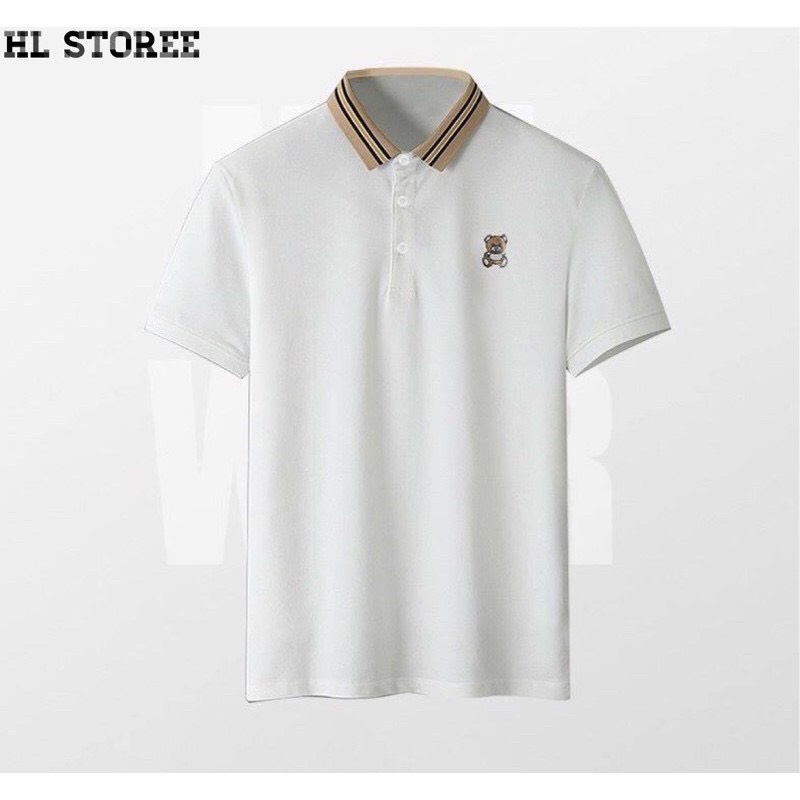 Áo polo nam Azila thêu hình gấu hai màu đen trắng chất liệu thun cotton cao cấp - AC93 | BigBuy360 - bigbuy360.vn
