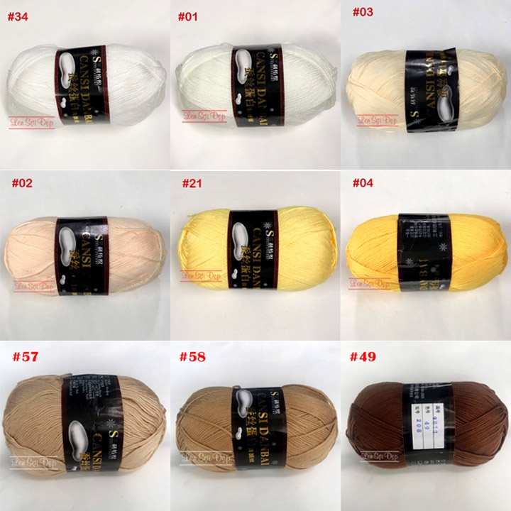 Len Cotton Cansi Danbai 125g Đan Móc Khăn, Nón, Áo