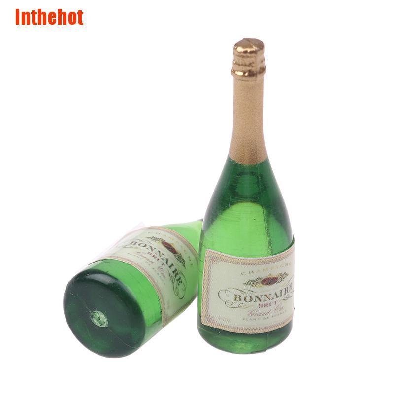 Set 2 mô hình chai sâm panh mini tỉ lệ 1:12 trang trí nhà búp bê