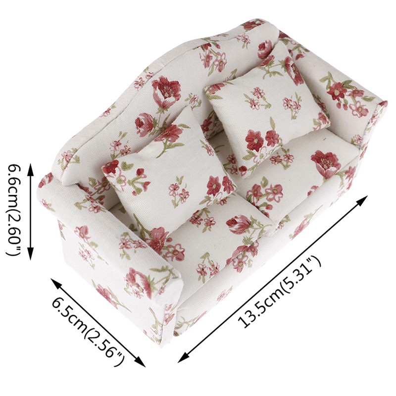 1:12 Dollhouse Miniature Furniture Vintage Double Sofa Armchair Couch Decor Toy