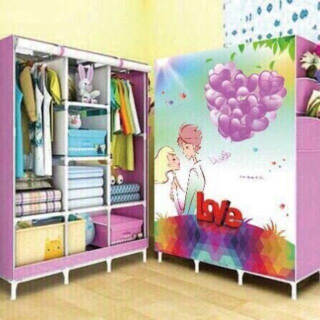 Tủ Vải 2 Buồng 6 Ngăn (Hồng) (shop giaysaoviet)( giao màu ngẫu nhiên )