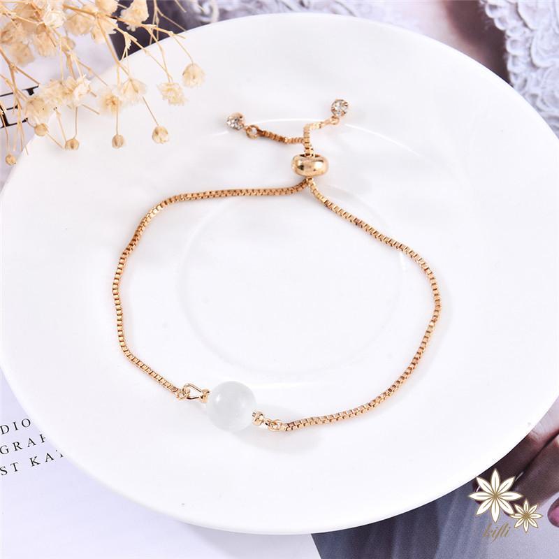 Vòng Tay Đính Đá Opal Thiết Kế Đơn Giản Có Thể Điều Chỉnh Kích Cỡ