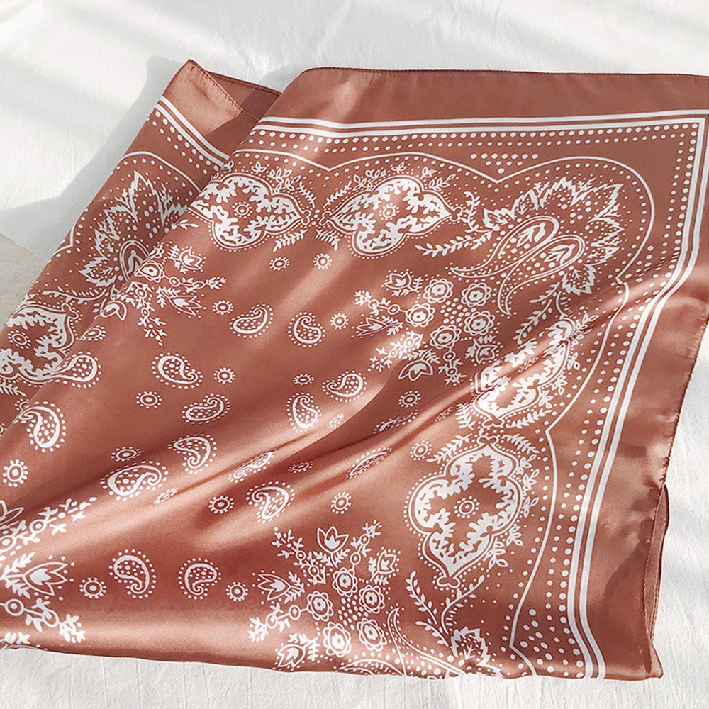 Khăn Choàng Cổ Bằng Lụa Satin In Họa Tiết Hoa 70cm Nhiều Màu Thanh Lịch Mới Cho Nữ