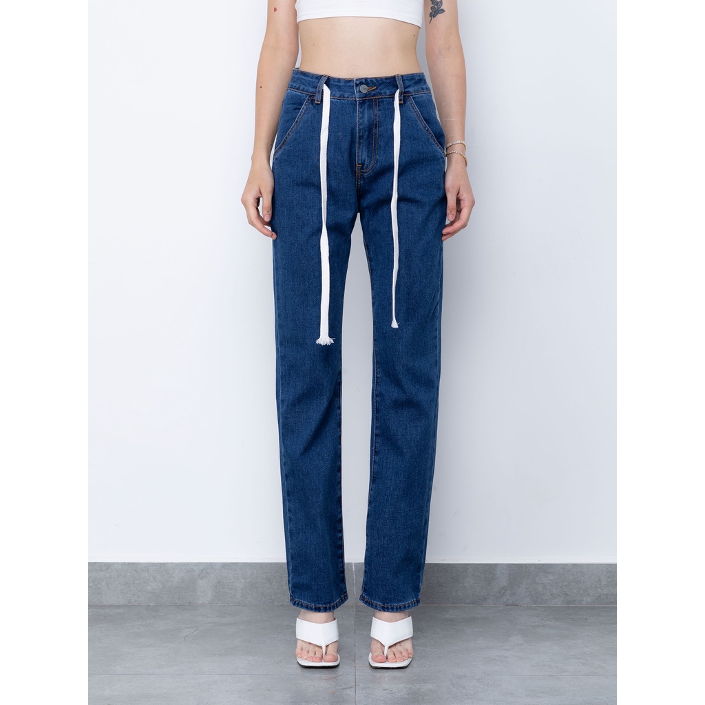 Quần Jean Nữ White String Blue , Chất Jean Dày Dặn , WQJ000058,SOMEHOW