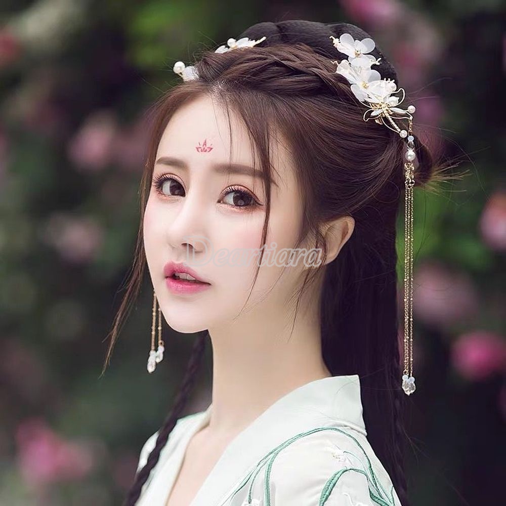 Cặp Kẹp Tóc Hình Chuồn Chuồn Phối Tua Rua Phong Cách Cổ Điển Thời Trang