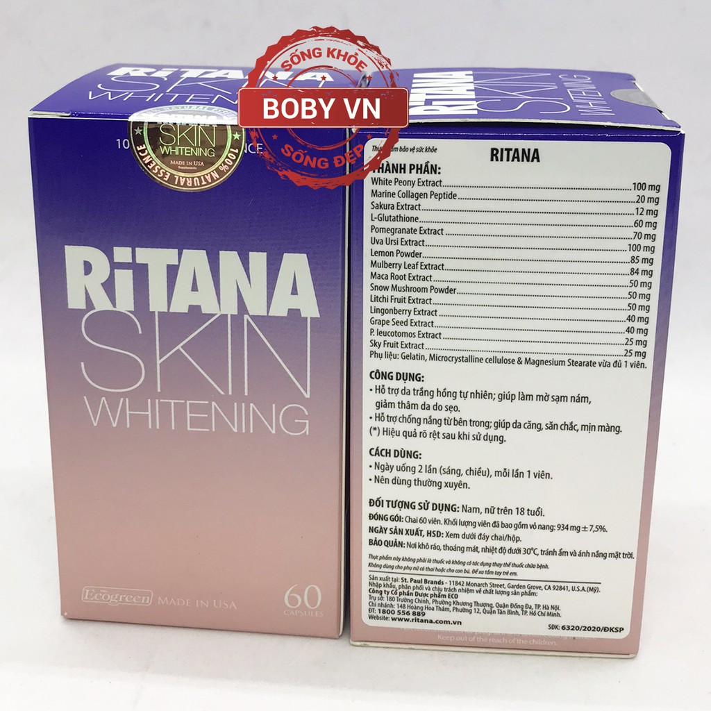 Ritana hỗ trợ da trắng hồng tự nhiên, giúp làm mờ sạm nám, giảm thâm da do sẹo