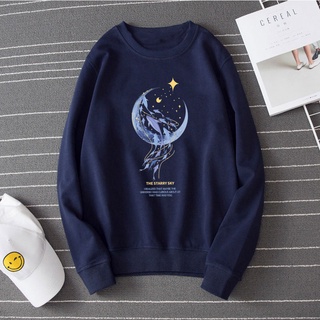 Áo sweater cotton Tay Dài Dáng Rộng Cổ Tròn In Họa Tiết Thời Trang Mùa Đông Mới Phong Cách Hàn Quốc Cho Nữ