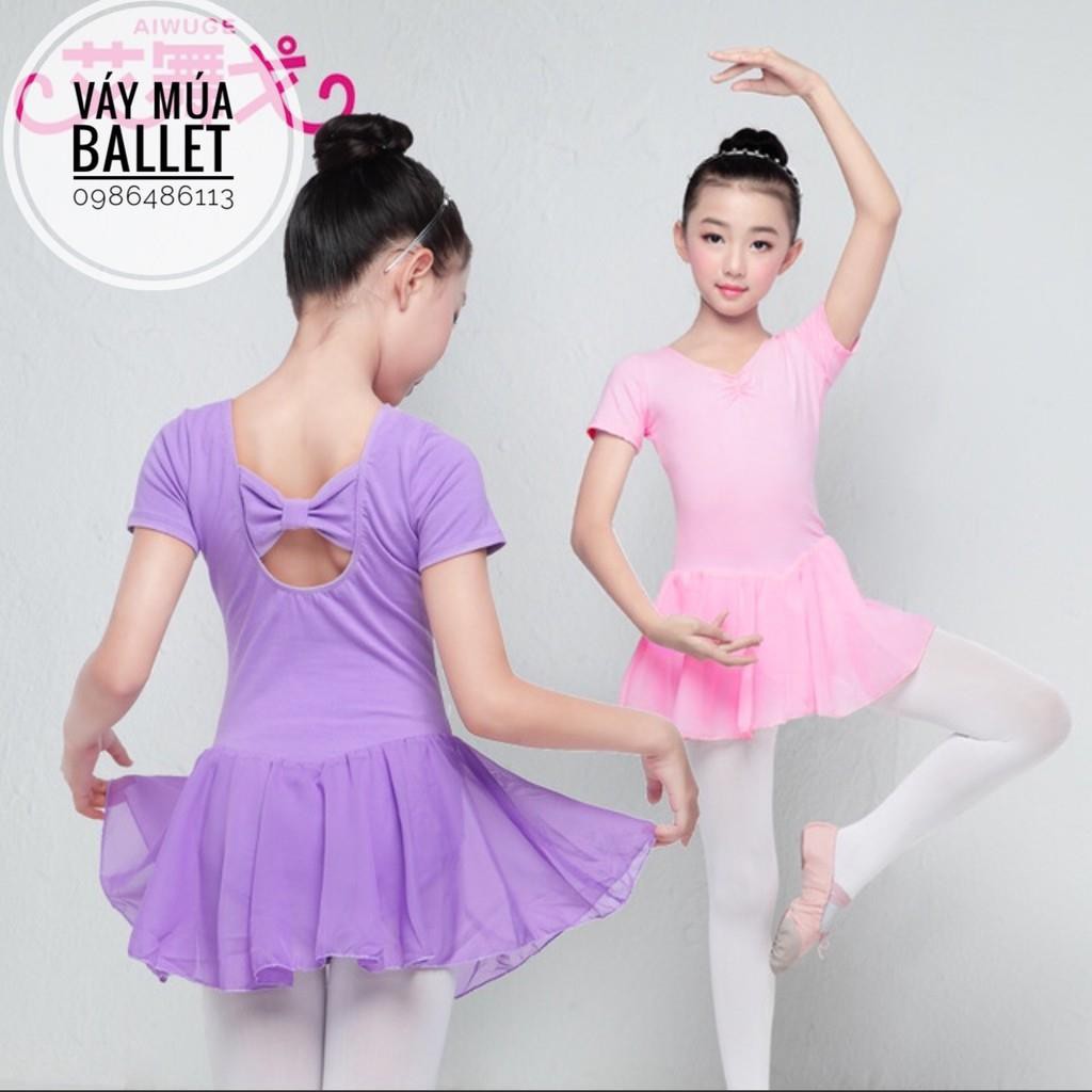 Ballet Váy tập múa nơ lưng (màu hồng, tím, sen)