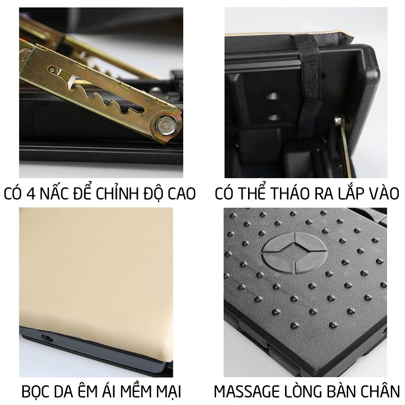 [Mã LIFEAUMAY giảm 10% tối đa 30k đơn 150k] Đệm gác chân ô tô bọc da cao cấp êm ái mềm mại massage chân thư giãn