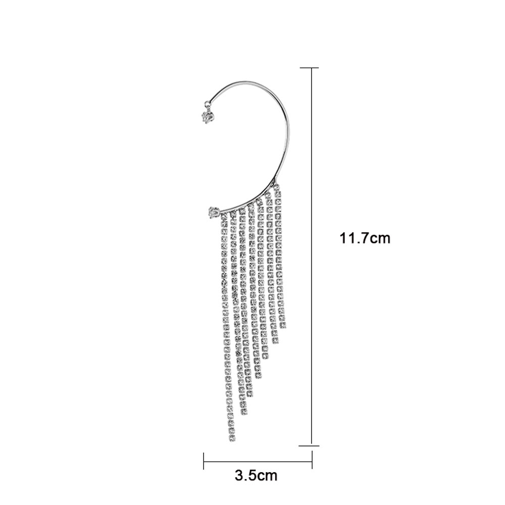 Hoa tai thiết kế sợi dây thả đính kim cương cho nữ