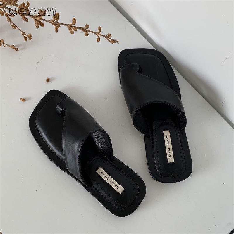 DAPAI SHOW Sandal dép đế lười xỏ ngón bằng da đi trong nhà hoặc đi chơi