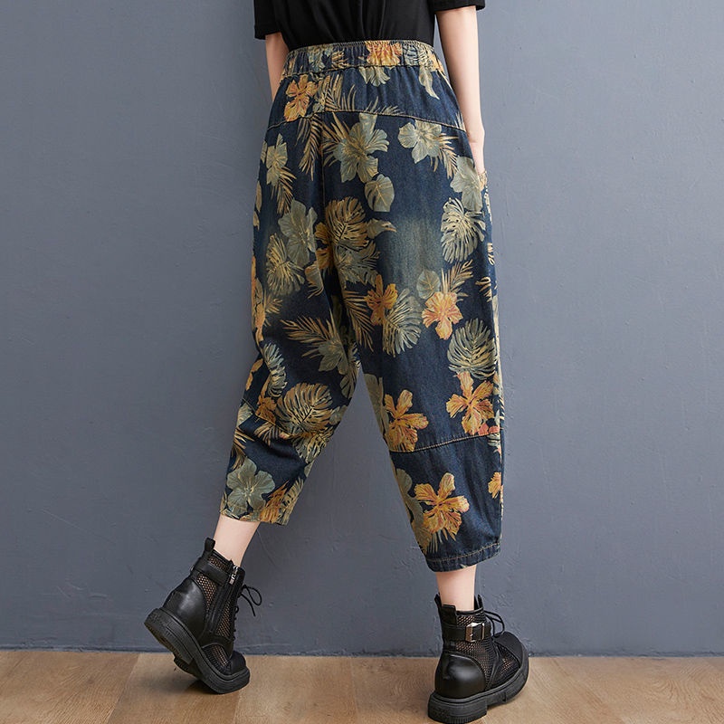 Quần Jeans Lửng Họa Tiết Thổ Cẩm Thời Trang Dành Cho Nữ