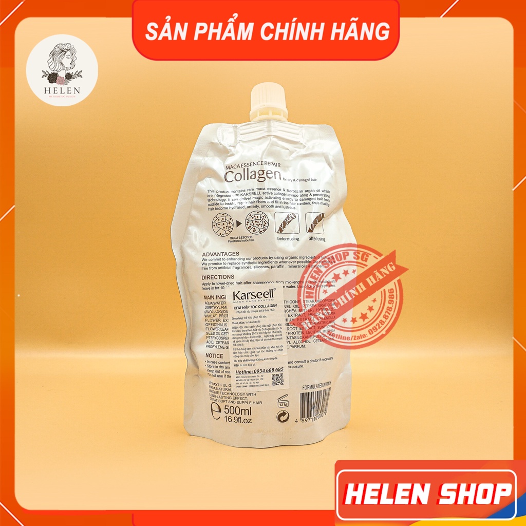 KARSEELL Kem Ủ Tóc, Hấp Tóc, Kem Phục Hồi Tóc 💖 Chính Hãng 💕 Ủ Tóc Collagen 500ml Dưỡng Tóc, Phục Hồi Tóc Hư Tổn